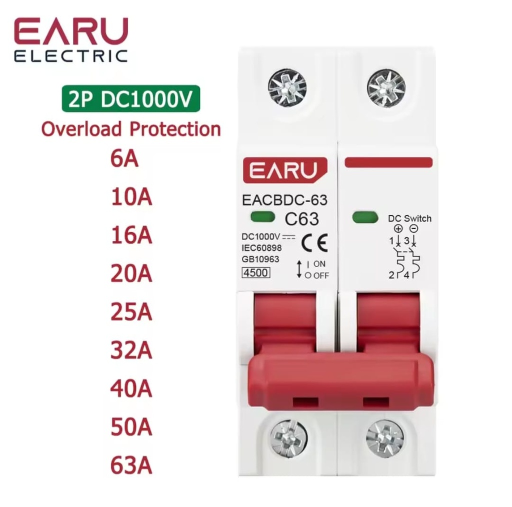 Breaker DC EARU EACBDC-63 2P 20A 1000V
