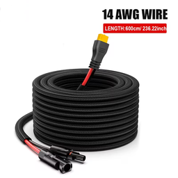 [CAB-ADPT-FV-MC4-XT60-14AWG-EXT-EF-6M] Cable Adaptador Fotovoltaico MC4 a XT60 14AWG Extención para Panel Solar a Estación EcoFlow Recubierto en Fibra de Vidrio (20Pies/6M)
